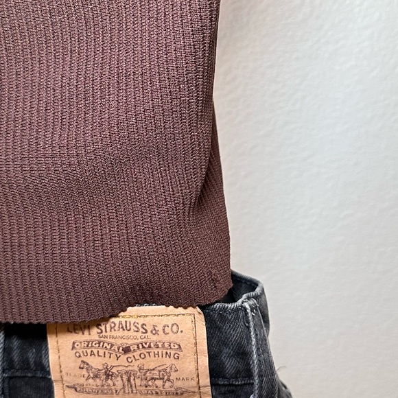 Aritzia Babaton Sculpt Knit Mockneck Halter Top Chocolate Brown - Picture 4 of 15